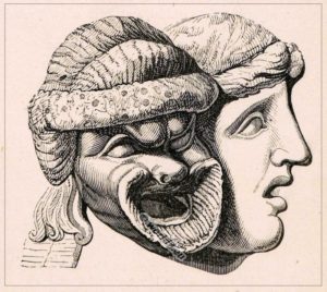 Сатирические и трагические маски. Гравюра
